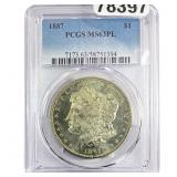 1887 Morgan Silver Dollar PCGS MS63 PL