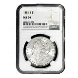1881-S Morgan Silver Dollar NGC MS64
