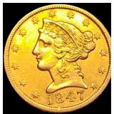 1847 $5 Gold Half Eagle