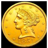 1851 $5 Gold Half Eagle
