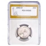 1943-D Washington Silver Quarter PGA MS66