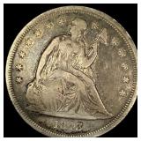 1843 Seated Liberty Silver Dollar LIGHTLY CIRCULAT