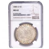 1885-O Morgan Silver Dollar NGC MS62