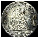 1864 Silver Seated Liberty Dime (Love Token)  HIG