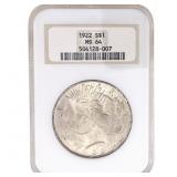 1922 Silver Peace Dollar NGC MS64