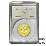 1851-O $10 Gold Eagle IGS AU50
