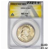 1952-S Franklin Half Dollar ANACS MS64 FBL