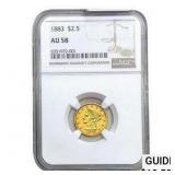 1883 $2.50 Gold Quarter Eagle NGC AU58