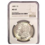 1889 Morgan Silver Dollar NGC MS62