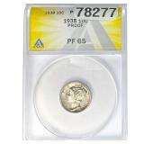 1938 Mercury Silver Dime ANACS PF65