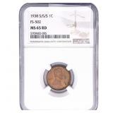 1938 S/S/S Wheat Cent NGC MS65 Red