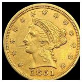1851-O Gold $2.50 Liberty Head Quarter Eagle HIGH