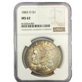 1883-O Morgan Silver Dollar NGC MS62