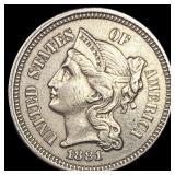 1881 Nickel Three-Cent Piece CLOSELY UNCIRCULATED