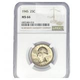 1945 Washington Silver Quarter NGC MS66
