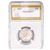1937 Washington Silver Quarter PGA MS67+