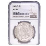 1885-O Morgan Silver Dollar NGC MS62