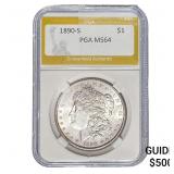 1890-S Morgan Silver Dollar PGA MS64