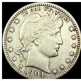 1901 Silver Barber Quarter CLOSELY UNCIRCULATED