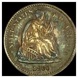 1860 TONED Silver Half Dime CHOICE AU