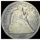 1847 Seated Silver Liberty Dollar NICELY  CIRCULA