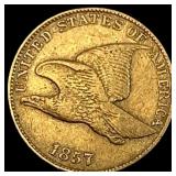 1857 Copper-Nickel Flying Eagle Cent NEARLY UNCIRC