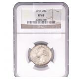 1941 Walking Liberty Quarter NGC PF65