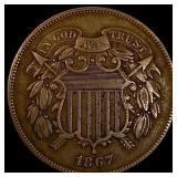 1867 Two-Cent Piece NEARLY UNCIRCULATED