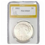 1922 Silver Peace Dollar PGA MS64