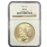 1925 Silver Peace Dollar NGC MS63