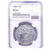 1885-O Morgan Silver Dollar NGC MS62