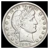 1905-O Barber Silver Quarter CLOSELY  UNCIRCULATE