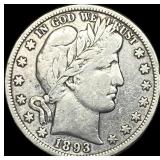 1893-S Silver Barber Half Dollar LIGHTLY CIRCULATE