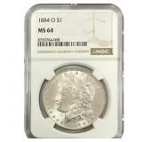 1884-O Morgan Silver Dollar NGC MS64