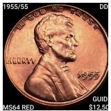 1955/55 DDO Wheat Cent CHOICE BU RD