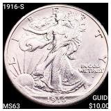 1916-S Walking Liberty Half Dollar CHOICE BU