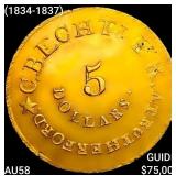 (1834-1837) C. Bechtler $5 Carolina Gold CHOICE AU
