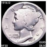 1916-D Mercury Dime LIGHTLY CIRCULATED