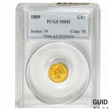 1889 Rare Gold Dollar PCGS MS62