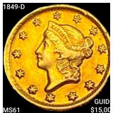 1849-D Rare Gold Dollar UNCIRCULATED