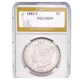 1881-S Morgan Silver Dollar PGA MS64