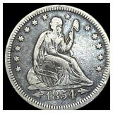 1854 Arrows Seated Liberty Quarter LIGHTLY  CIRCU