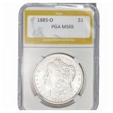 1885-O Morgan Silver Dollar PGA MS65