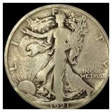 1921 Walking Liberty Half Dollar LIGHTLY  CIRCULA
