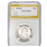 1938-S Washington Silver Quarter PGA MS67