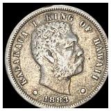 1883 Silver Dime Hawaii Kalakaua I ABOUT UNCIRCULA