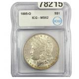 1885-O Morgan Silver Dollar PICG MS62