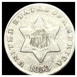 1853 Silver Three-Cent Piece LIGHTLY CIRCULATED