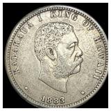 1883 Silver 1/4 Dollar Hawaii CLOSELY UNCIRCULATED