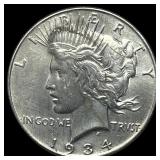 1934 Silver Peace Dollar NEARLY UNCIRCULATED